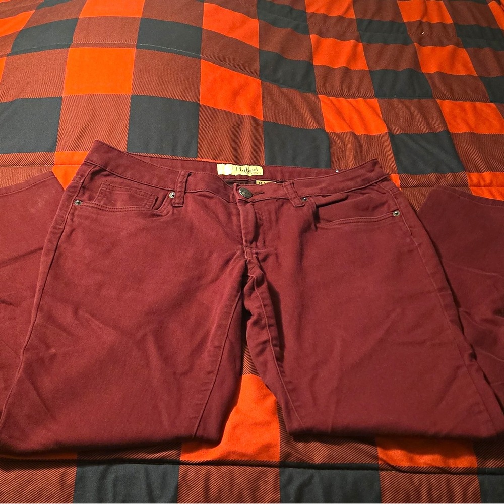 Hybrid Company Womens Burgundy Dark Wash Skinny Stretch Jeans/Slacks Size 13